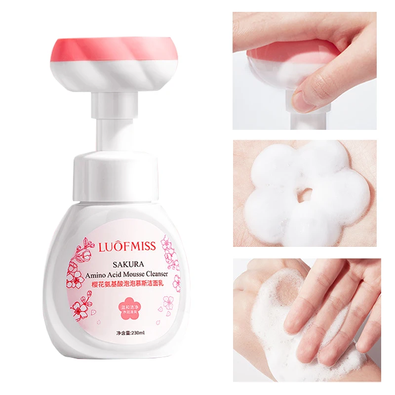 

Sakura Bubble Cleanser Mousse Amino Acid Deep Cleansing Acne Care Refreshing Oil Control Foaming Facial Cleasing Milk 230ml P