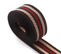heavy weight red green stripe webbing fabric belt 25mm cotton webbing for purse handbag polyester webbing key fob nylon strap