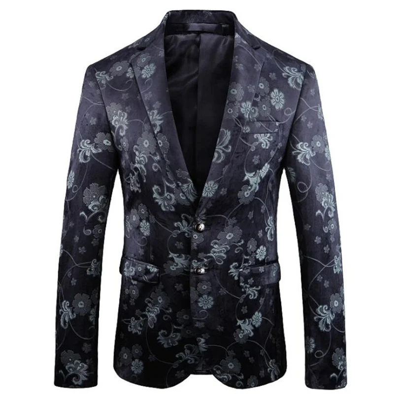 Digital printing suit mens blazers jackets autumn winter korean business casual clothes костюм спортивный мужик