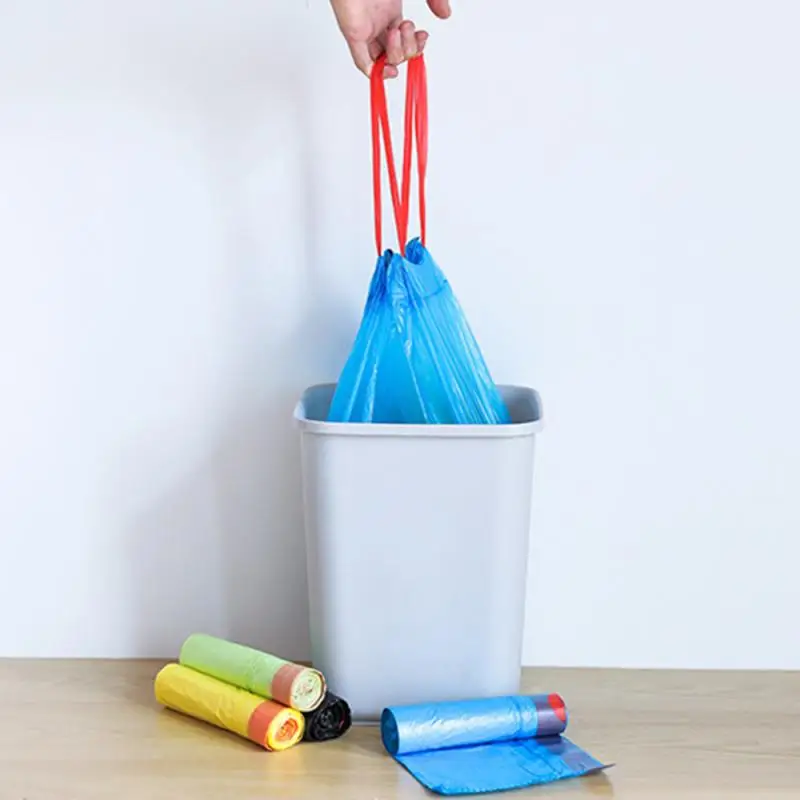 

5rolls Drawstring Trash Bags Disposable Rubbish Garbage Bags Plastic Bag Garbage Bags Trash Can Bin Liners Kitchen Aaccessories