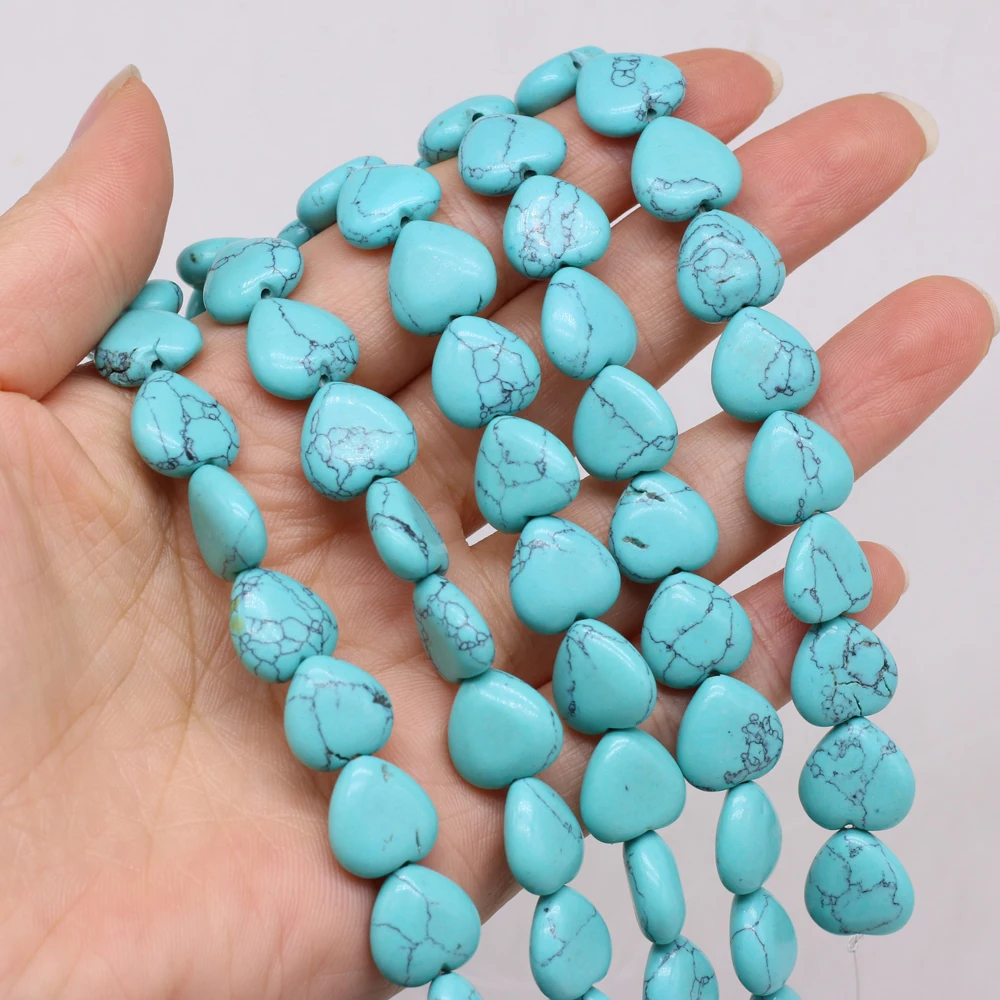 

14pcs Natural Blue Turquoise Beaded Heart Shape Loose Beads ForJewelry Making DIY Bracelets Necklaces Accessories 14mm