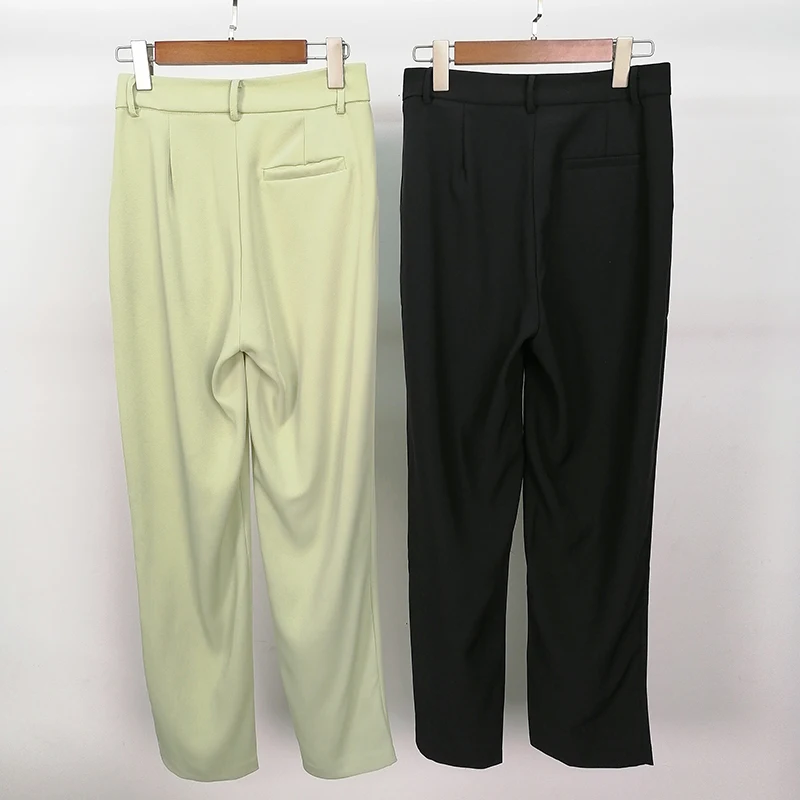 

2021 New pure color Wide leg straight pants for female high waist loose ruched women's casual pants fashion tide 2021 new