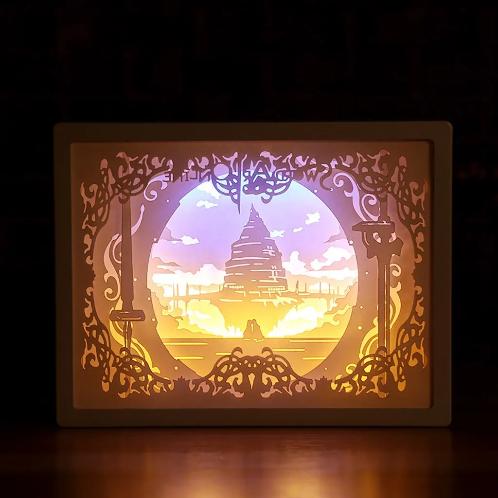 

3d Paper Carving Night Lights Led Table Lamp Bedroom Night Lights Christmas Halloween Carved Decor Lamp Birthday Gifts 8p