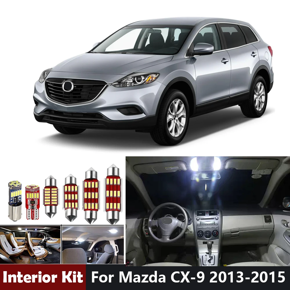 

12pcs Led Bulbs Canbus Led Interior Light Kit For Mazda CX-9 CX9 2013 2014 2015 Map Dome Trunk License Plate Dome Light