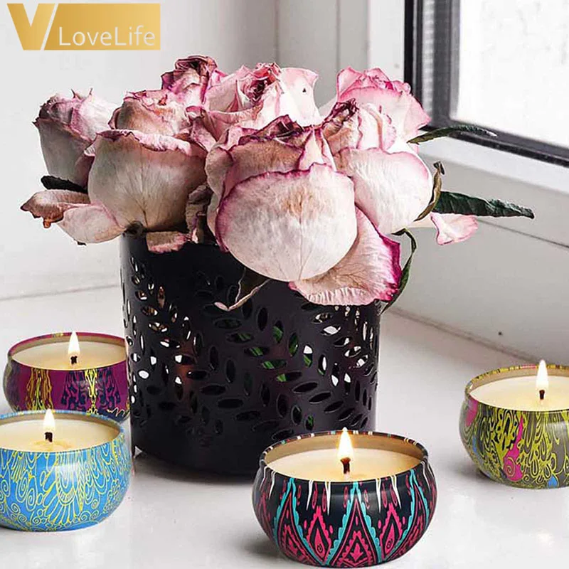 8pcs Fragrance Aromatherapy Scented Candle Natural Soy Wax Travel Tin Home Decor 2.5OZ | Дом и сад