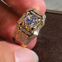 luxury mens fashion diamond gold silverysapphire ring engagement ring exquisite jewelry accessories christmas gift size 5 11