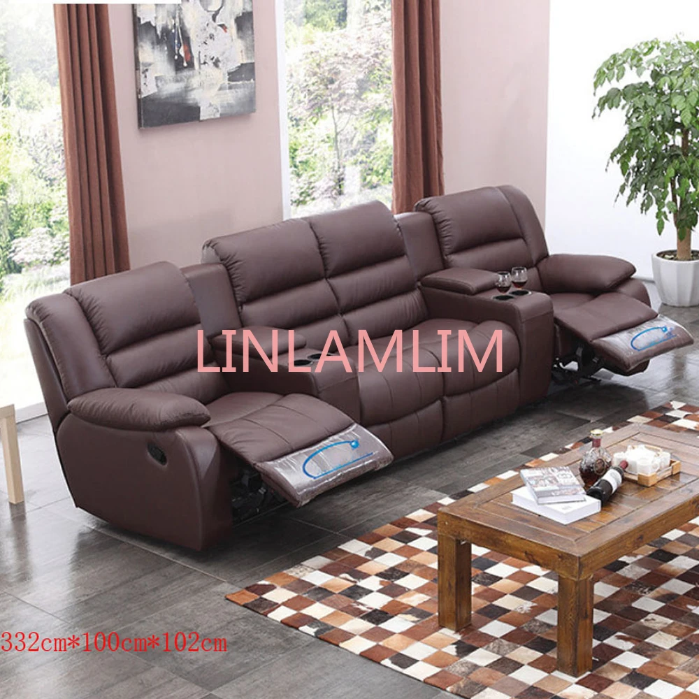 

Linlamlim Living Room Sofas Set Manual / Electric Recliner Italinan Cow Genuine Leather Couch Retractable Cinema Sofa 4 Seater