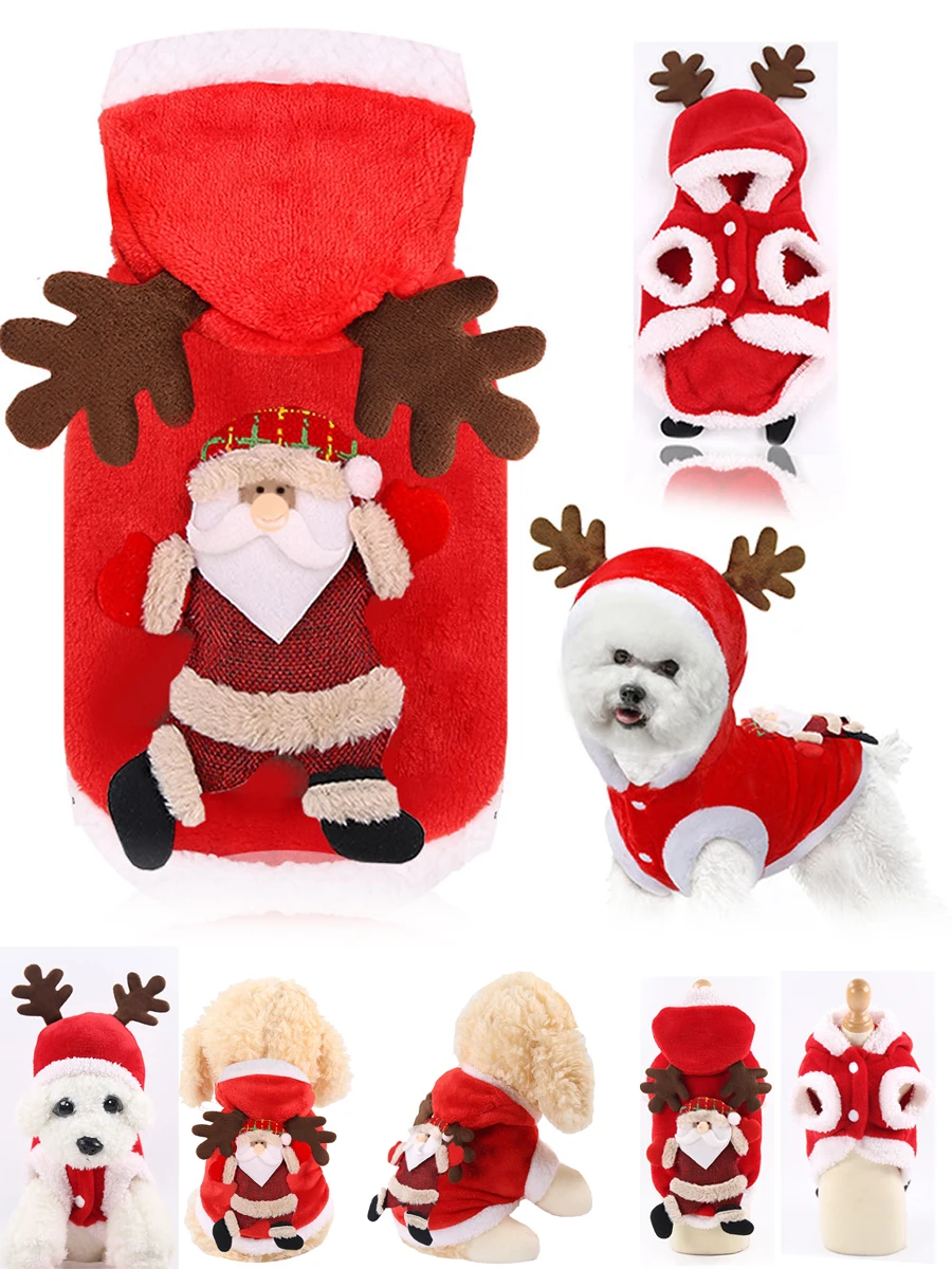 

Christmas Dog Hoodie Winter Pet Clothes For Small Dogs Chihuahua Pug Sweater Jacket Clothing Costume Cat Clothing Pets Outfits