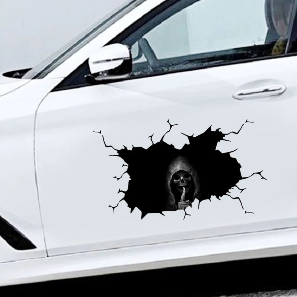 

New Punk Decor Dark Skull Decoration for Car Stickers Garland Body Death Black Grim Reaper Car Decoration Block Scratches