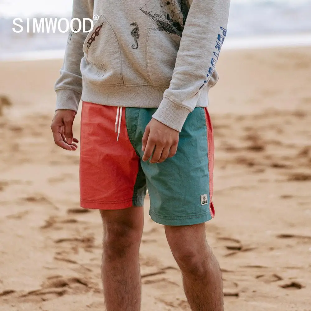 Мужские повседневные шорты SIMWOOD пляжные контрастной расцветки Лоскутные размера