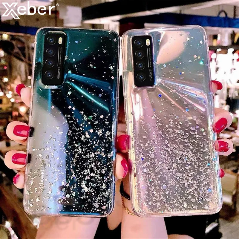 Чехол-накладка для Huawei Nova 8/SE/7/6 Pro/5/5i/5T/4/3E/2S/Y7A/Y6P/Y9 Prime прозрачный с блестками -