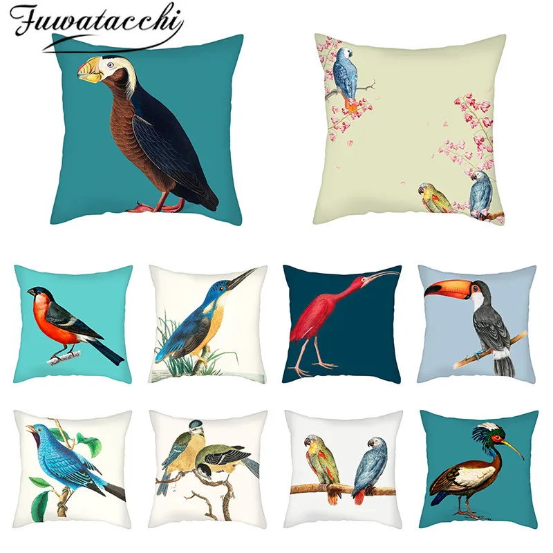 Fuwatacchi милые птицы Попугай фото наволочки для подушек Новогодний подарок декор