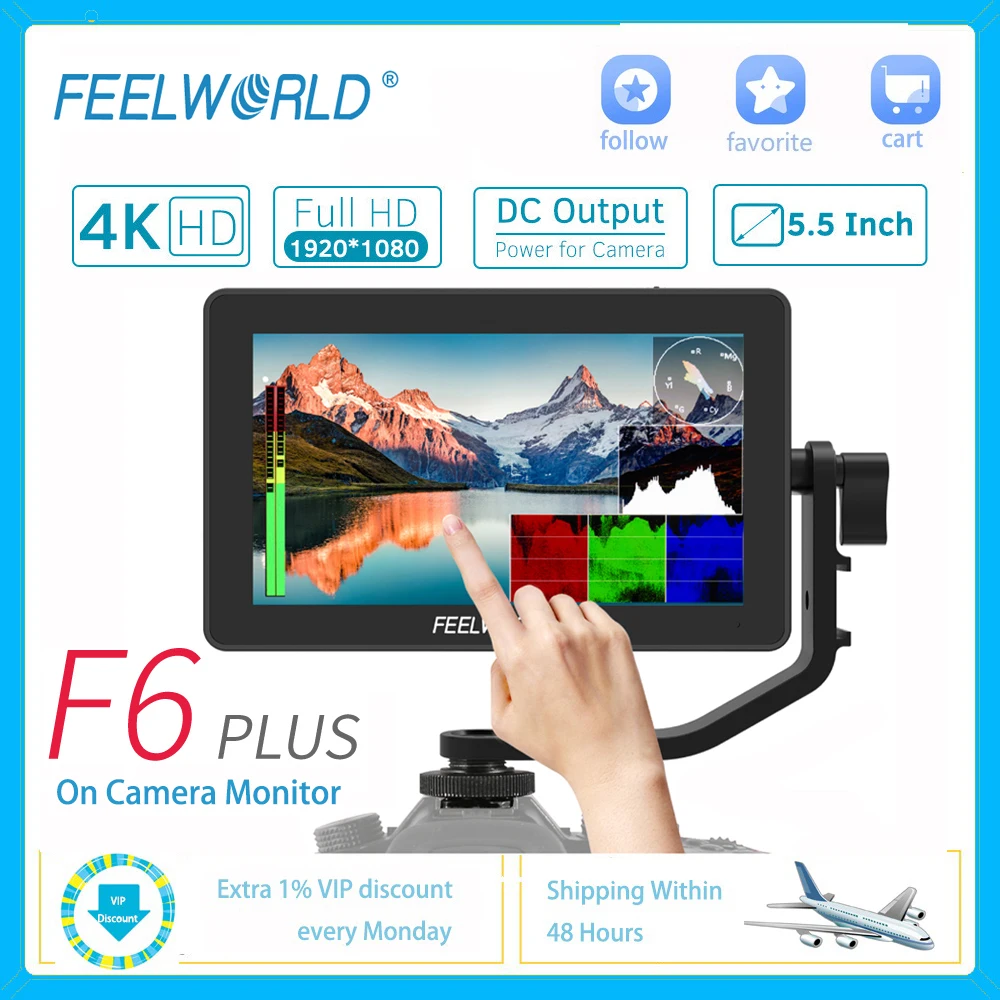 Монитор для камеры FEELWORLD F6 PLUS 5 дюйма 4K 1080P Full HD | - Цена: 13 958,89 руб.
