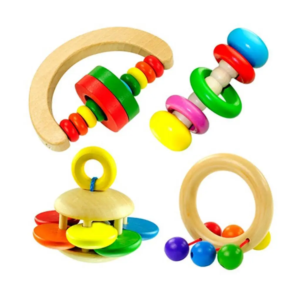

Wooden Toys Little Loud Bell Baby Ball Rattles Toys Develop Baby Intelligence Grasping Toy HandBell Rattle Toys For Baby/Infant
