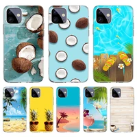 fruit coconut summer blue sky silicone case for apple iphone 12 11 pro mini x xr xs max se 2020 7 8 6 6s plus 5 5s cover