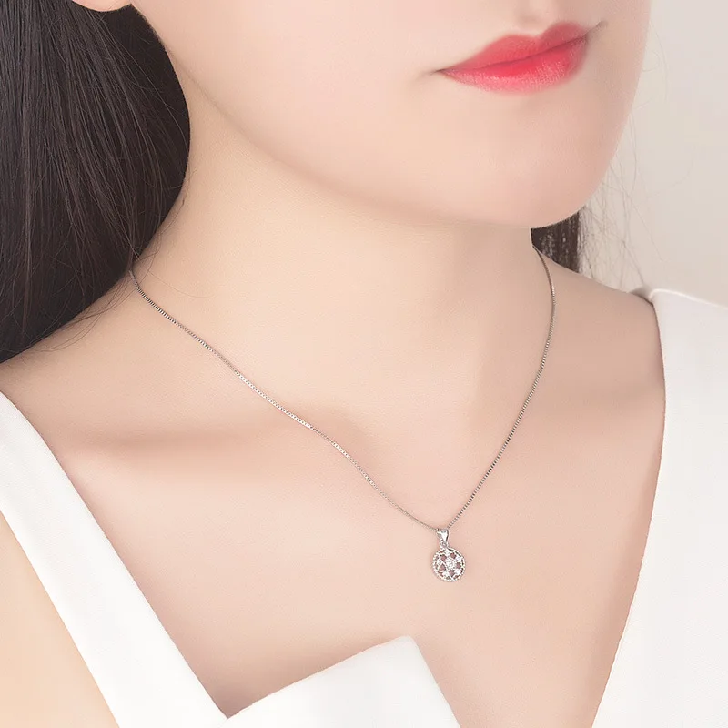 

FD17 Long necklace Simple micro-set pendant necklace of jewelry foreign trade sterling silver necklace pearl necklaces