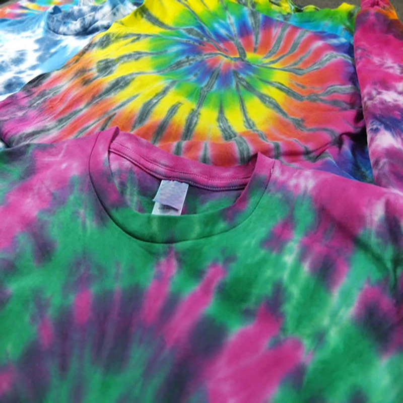 Футболка мужская с принтом тай-дай цветная модная тенниска звезд и спиралей