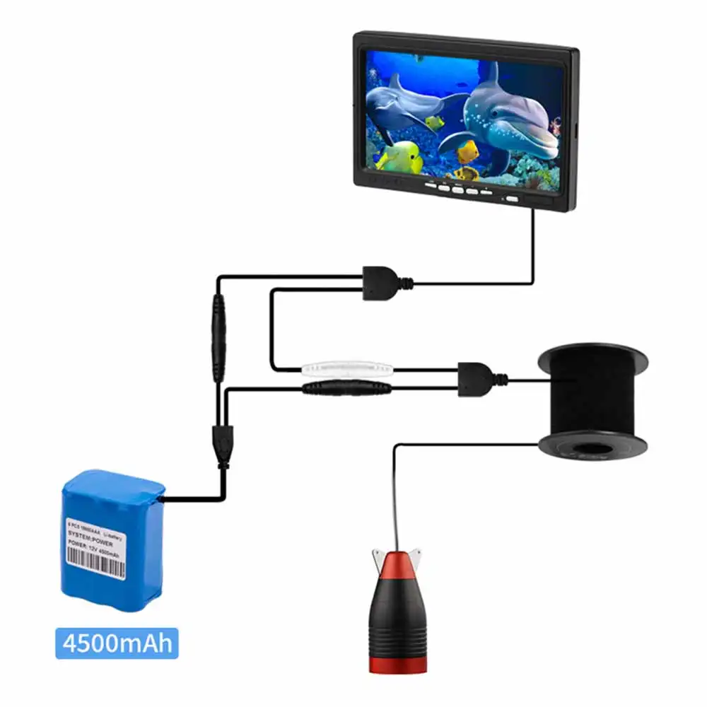 Продажа Комплект подводной рыболовной камеры 7 дюймов 1200TVL 4500MA 1280 * 720PX HD с функцией ночного видения
