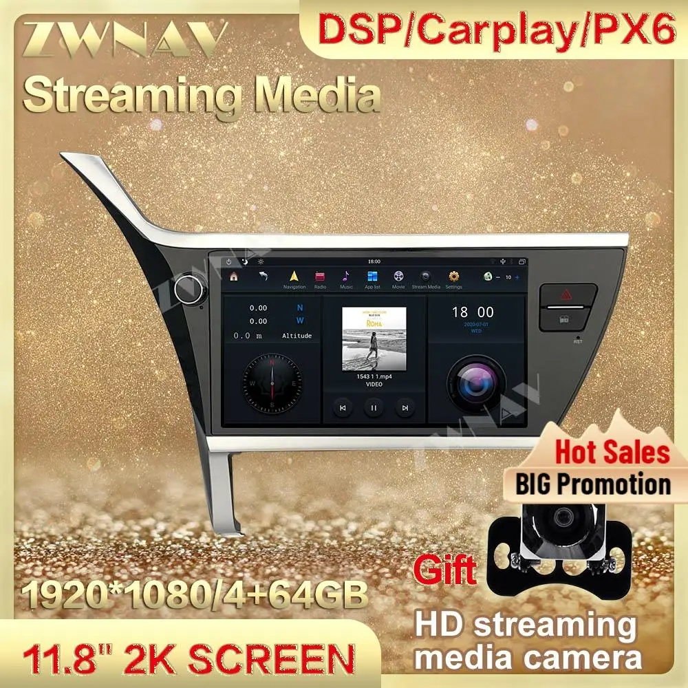 Автомобильный мультимедийный плеер 4 + 64 гб Android 9 0 для Toyota Corolla 2017