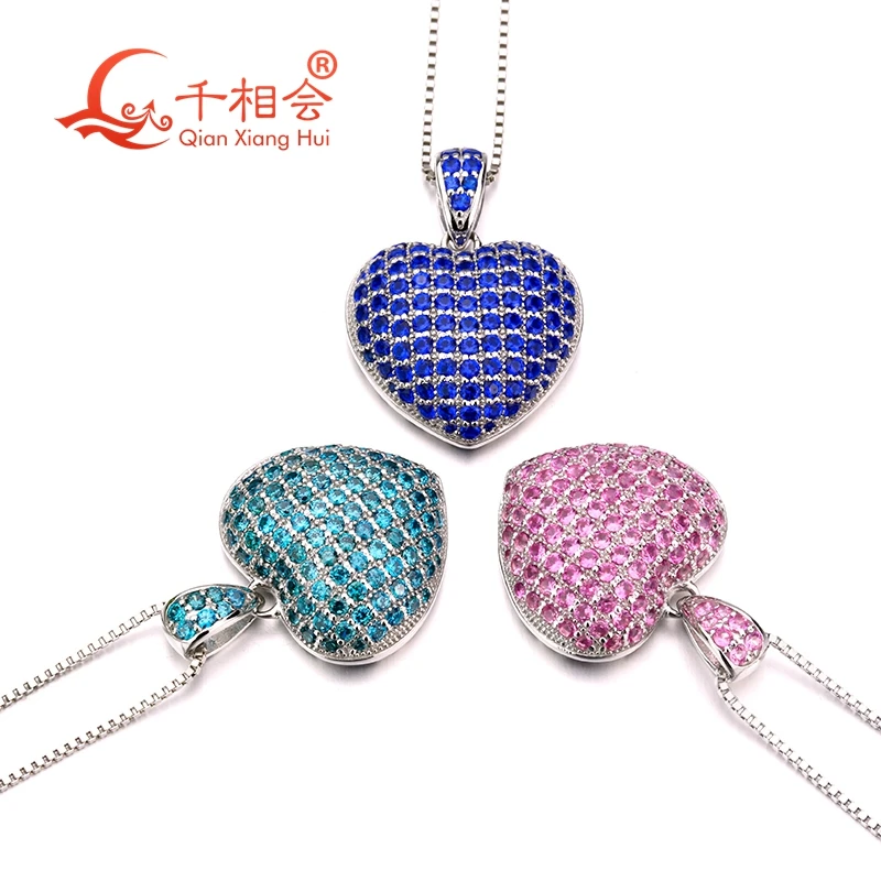 Цепочка с кулоном в форме сердца из серебра 925 пробы|Подвески| |