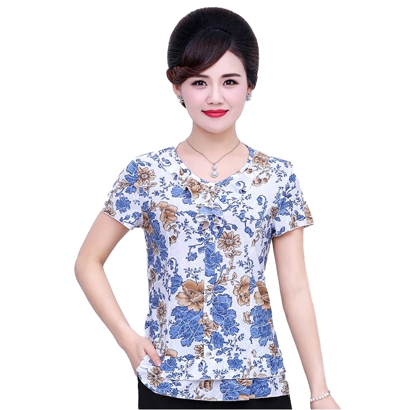 Новые женские летние топы с коротким рукавом Цветочная Футболка Женский пуловер