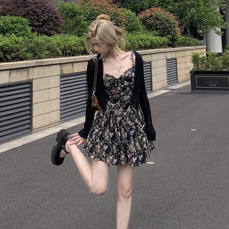 Летнее платье новинка 2021 Корейская версия пикантное с V образным вырезом и