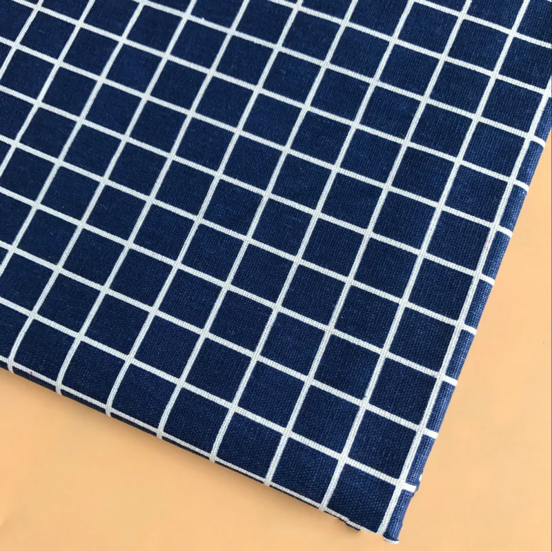 Plaid Series Geometric Patterns Printed Cotton Linen Fabric DIY Sewing Linen Cotton Fabric Canvas Material Tablecloth Pillowcase