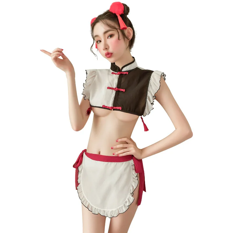 Сексуальное женское белье платье горничной форма классическое Ципао пижамы