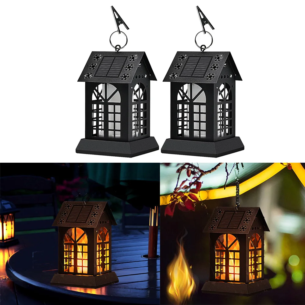 

2 шт., дизайн дома светодиодный солнечный пламени светильник уличный Водонепроницаемый светильник Сенсор мерцающие фонари лампы двор сад л...