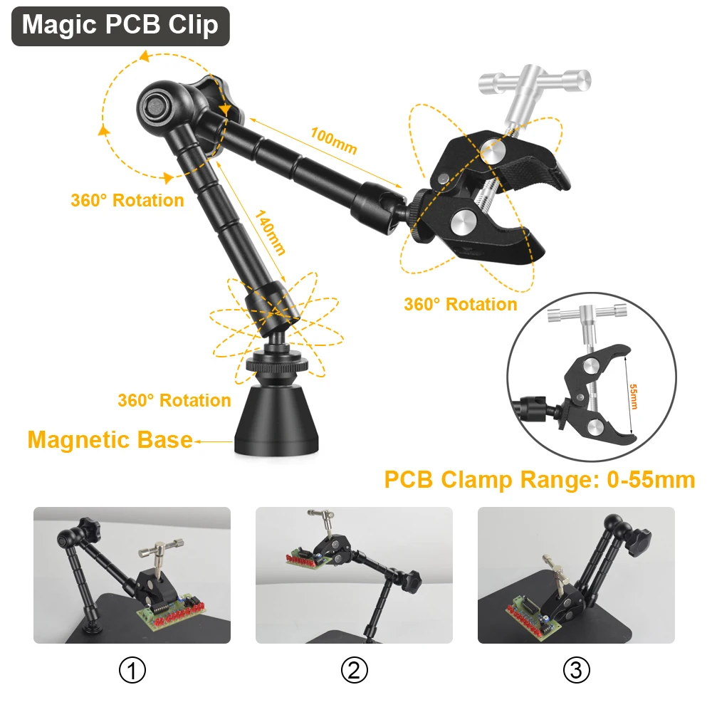 PCB Board Fixture Clips Magnetic Base Heat Gun Bracket Hot Air Gun Stand Soldering Third Hand Tool for Welding Desoldering PCB Board Fixture Clips Magnetic Base Heat Gun Bracket Hot Air Gun Stand Soldering Third Hand Tool for Welding Desoldering