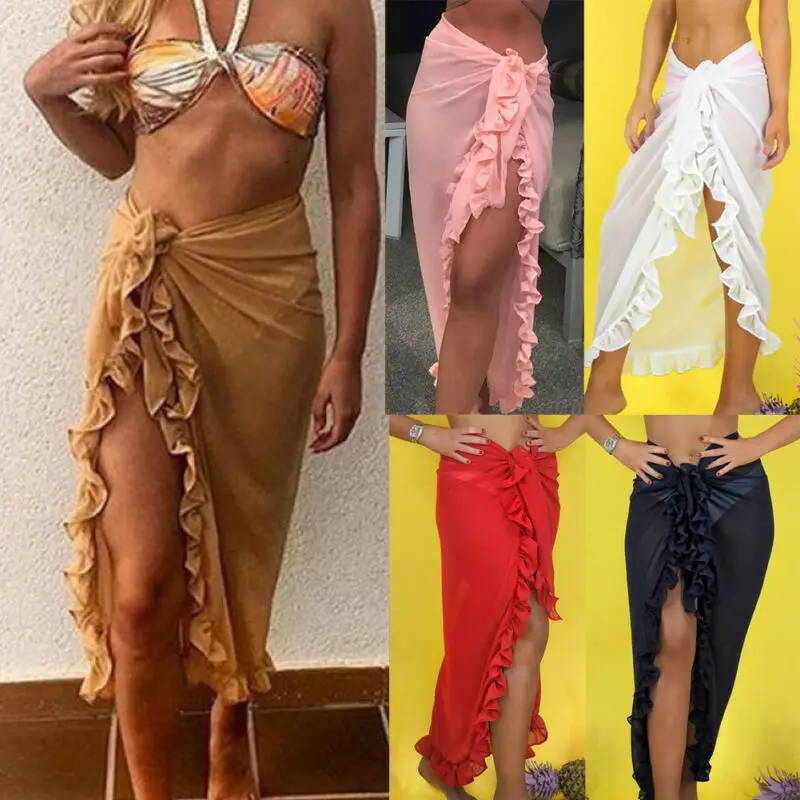 Летнее Сексуальное Женское пляжное бикини с высокой талией накидка шарф