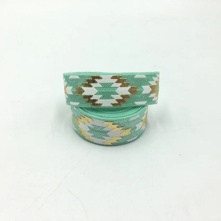 5 ярдов/лот золото Фольга с узором в стиле Ацтек на голову эластичная повязка для