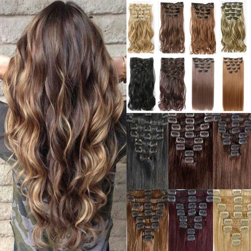 MERISI HAIR 22 синтетические волосы с глубокой волной, термостойкий светильник, коричневый, серый, блондин, женский набор для наращивания волос на заколках, волосы с эффектом омбре