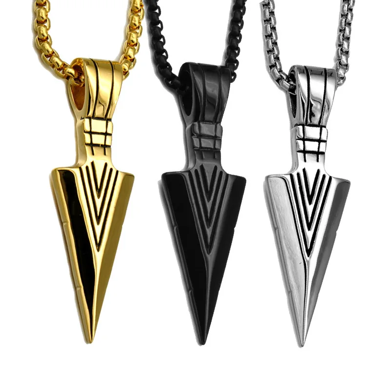 

Men's Design Matte Black Long Necklace with Arrow Pendant Jewelry Chain Hip Hop Punk Rock Christmas Halloween Gift For Men Wome