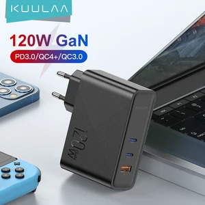 kuulaa 120w gan usb c charger quick charge 4 0 3 0 qc type c pd fast usb charger for macbook pro ipad iphone samsung xiaomi free global shipping