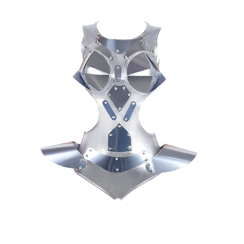 Модный танцевальный костюм серебристый боди женский комбинезон DJ DS для