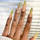 Весна 2022, новинка, накладные ногти розового и зеленого цвета, накладные ногти балерины с дизайном стразы, патчи для французского маникюра