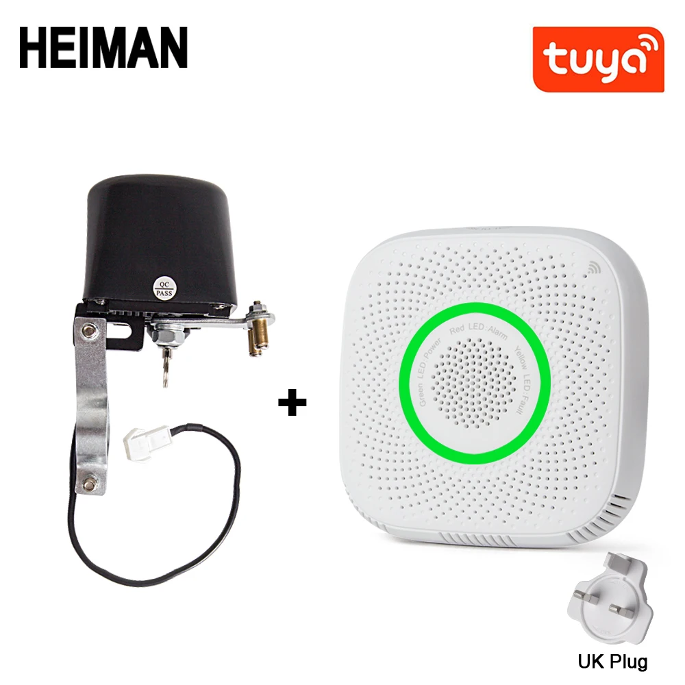 UK PLUG Tuya WiFi датчик утечки газа LPG сигнализация детектор пожарной безопасности приложение контроль безопасности умный дом датчик утечки - Цвет: UK PLUG