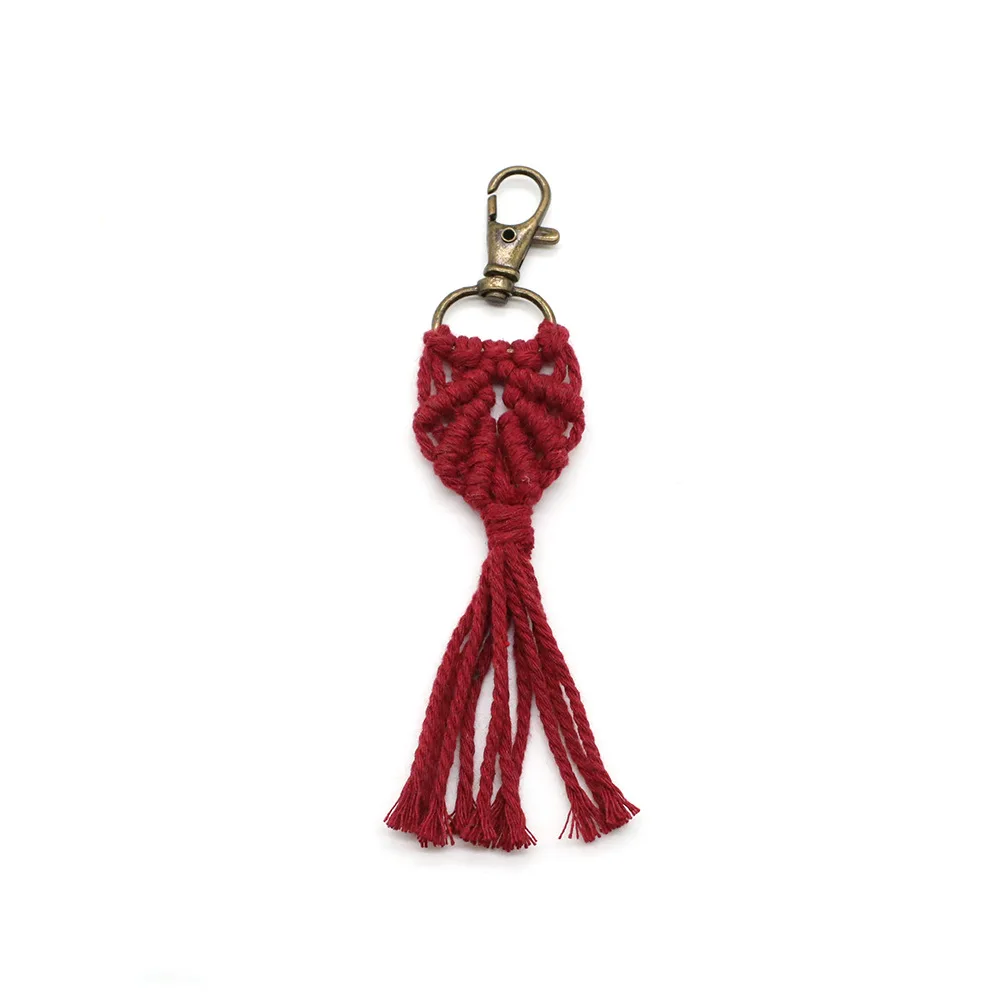

Boho Style Macrame Backpack Tag| Keychain Macrame Wristlet | Back to School Gifts Key Strap with Bronze Lobster Claw Keyring