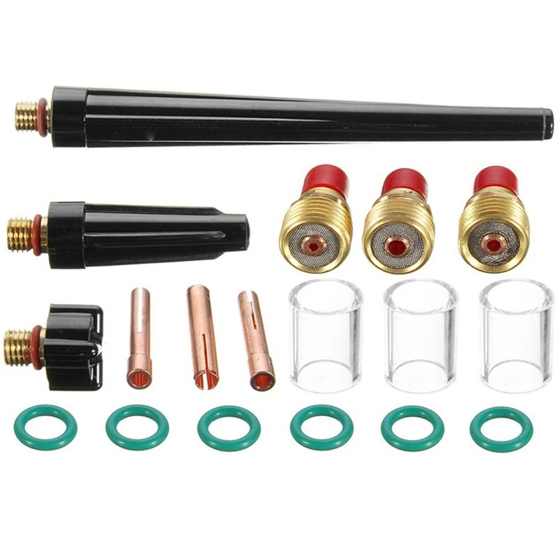 Top-18Pcs Tig сварочный фонарь короткие газа объектив стеклянный патрубок Набор чашек