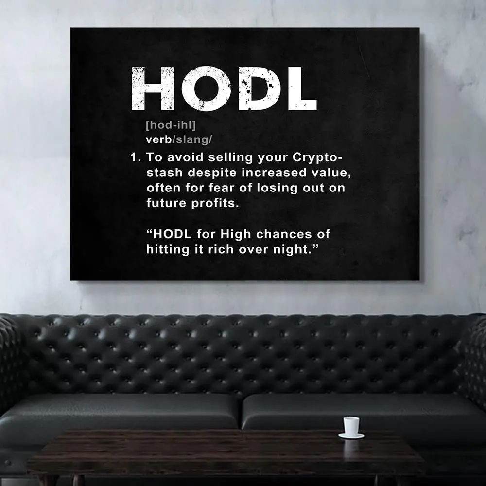HODL Affiche Noir Et Бланк настенные художественные плакаты холст Точная печать на холсте