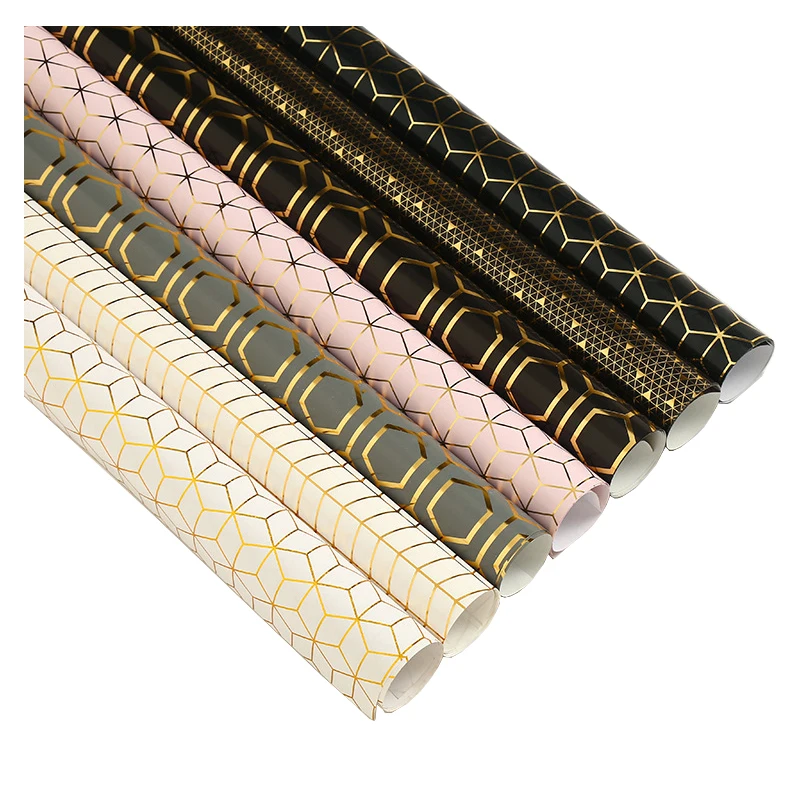 Papel recubierto de 100g, estampado dorado de lujo, para envolver regalos, caja de regalo para fiesta de cumplea&ntilde;os y boda, decoraci&oacute;n-0