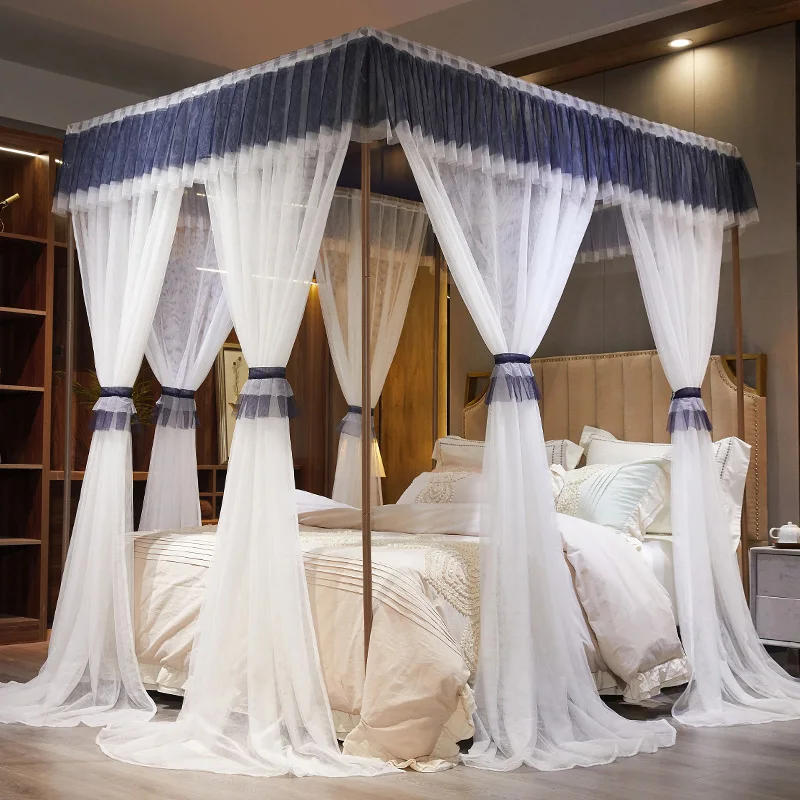 Dream mosquito net Four Corner Post cotton Canopy Bed Mosquito Net contain Wood grain frame for Twin Queen King | Дом и сад