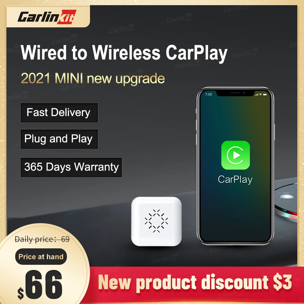 

Carlinkit MINI CarPlay Wireless Dongle 3.0 USB Adapter For Audi Benz Volkswagen Mazda Volvo Auto WIfi Connection Media Player