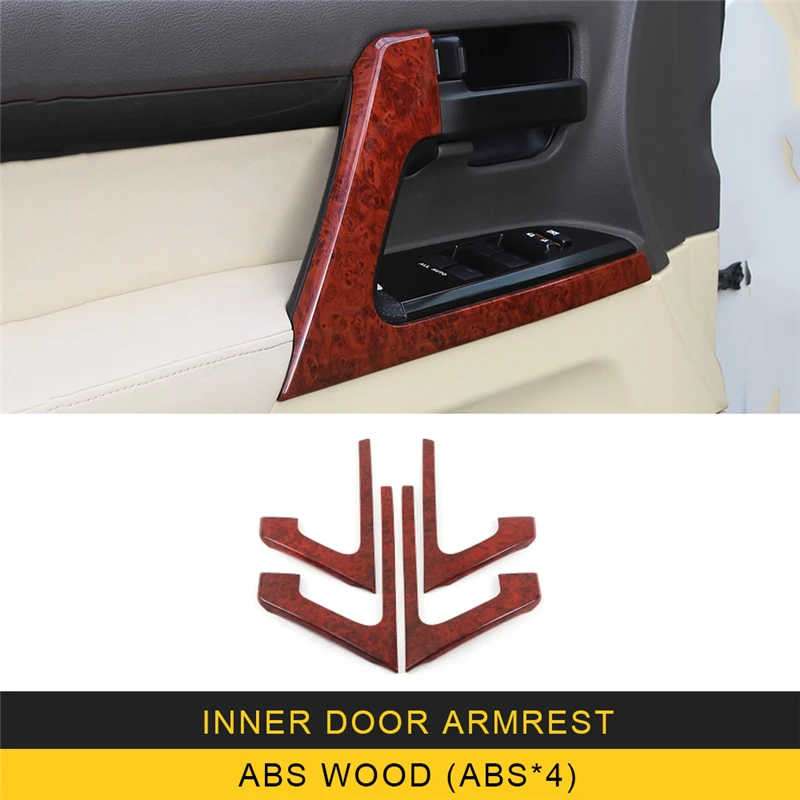 ABS woodX4 Для Toyota Land Cruiser 200- автомобильный Стайлинг Внутренняя дверь Подлокотник Накладка рамка наклейка интерьерные аксессуары - Название цвета: ABS woodX4