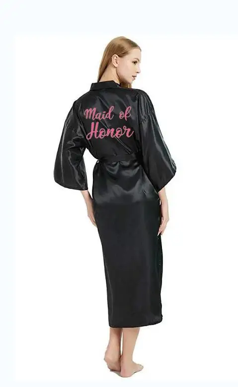 Халат кимоно Женский Длинный атласный Шелковый Свадебный халатик для невесты и