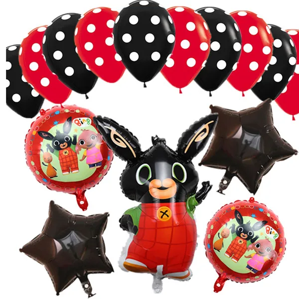 15pcs as picture 15 шт. 86*60 см Bing Банни фольгированные шары мультфильм кролик Воздушные шары 12 дюймов красный черный горошек латексные шары День рождения Декор поставки T - Цвет: 15pcs as picture