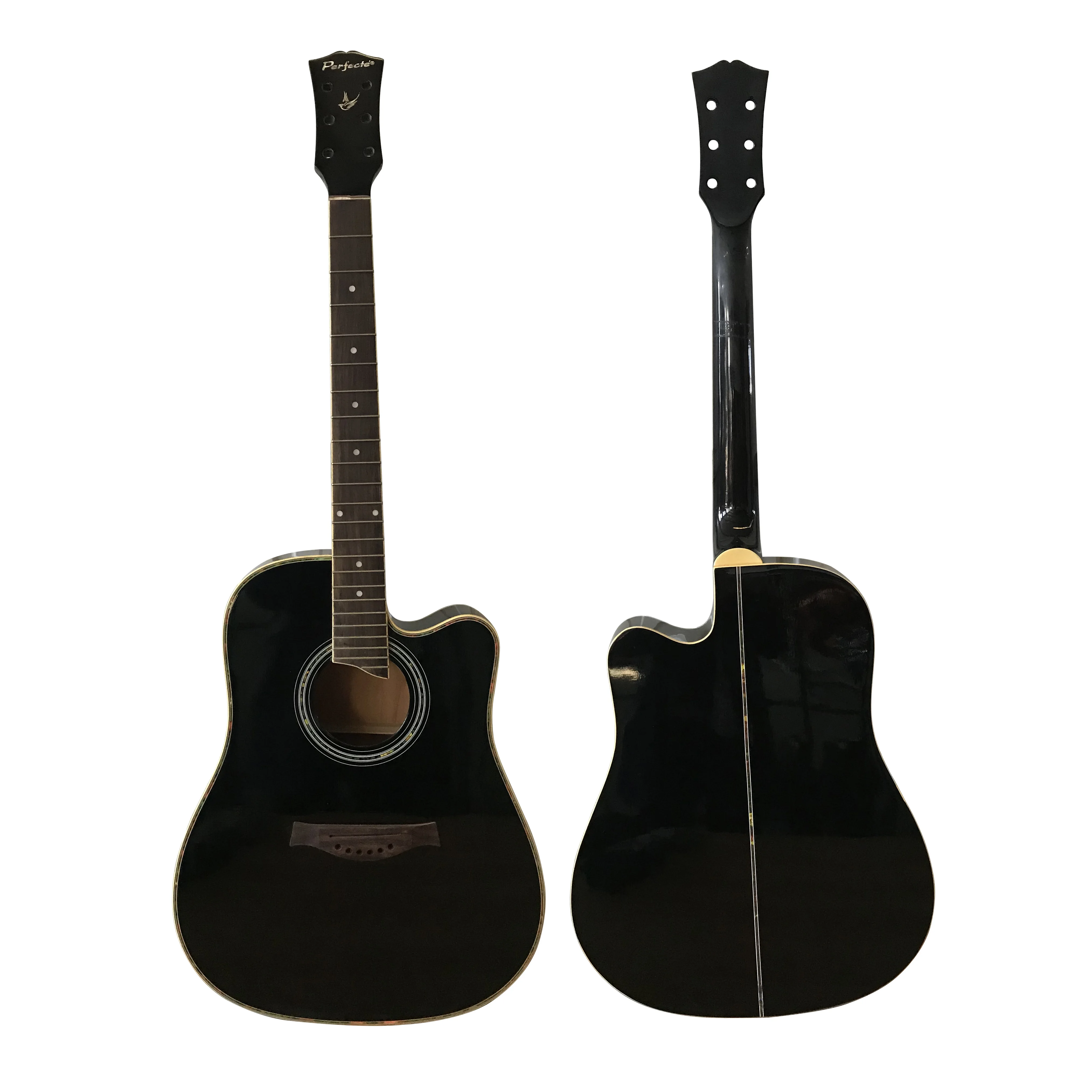 Beautiful Gloss Thin Body Acoustic Guitar Unfinished Spruce 41 Inch 24 Fret Solid Wood DIY 6 Strings Black Color Folk Guitar