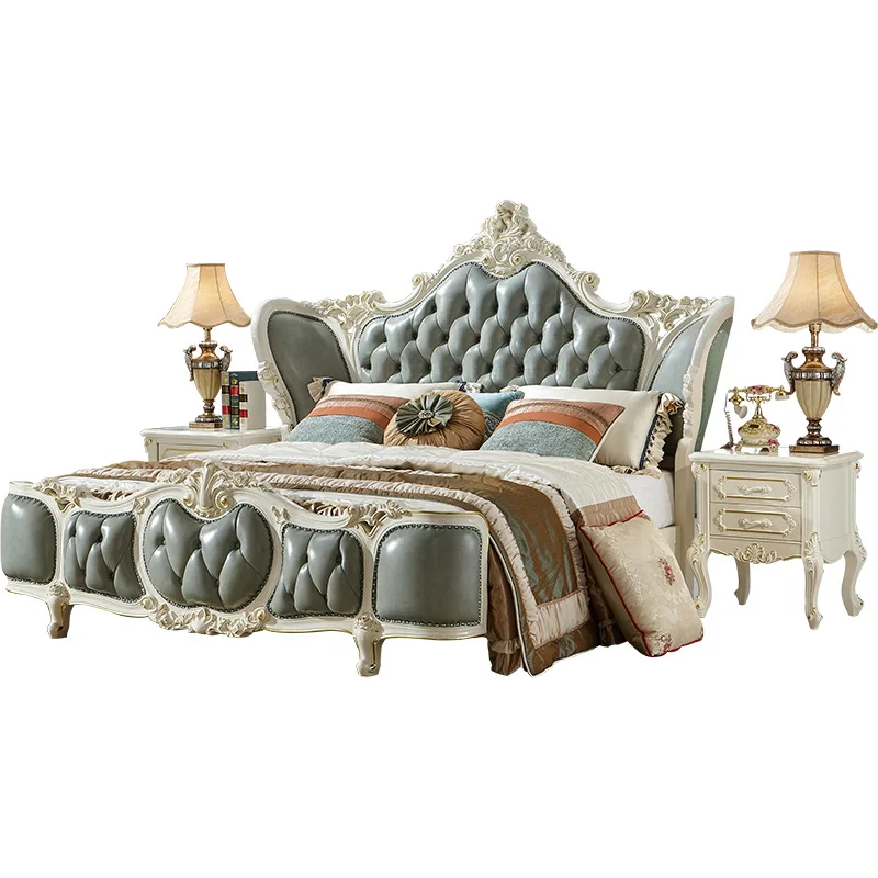 Кровать из массива дерева в европейском стиле свадебная кровать 1 8 м ретро резная