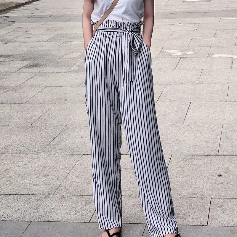 Женские широкие брюки 2020 летние осенние модные женские с высокой эластичной